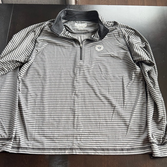 Straight Down Other - Men's Striped Quarter-Zip Jacket - Black and Gray